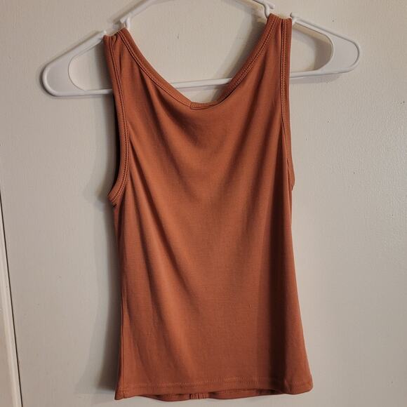 Gimmicks by BKE Ribbed V-Neck Tank Top Sz Small Dark Mauve Pink Bodycon Slinky - Picture 9 of 10